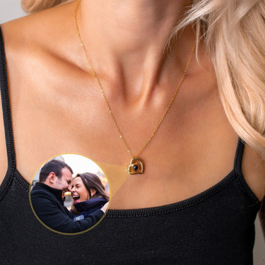 Girlfriend Photo Necklace Photo Personalised Necklace - Photo Necklace - Photo Projection Necklace Necklace Gold Brother & Sisters